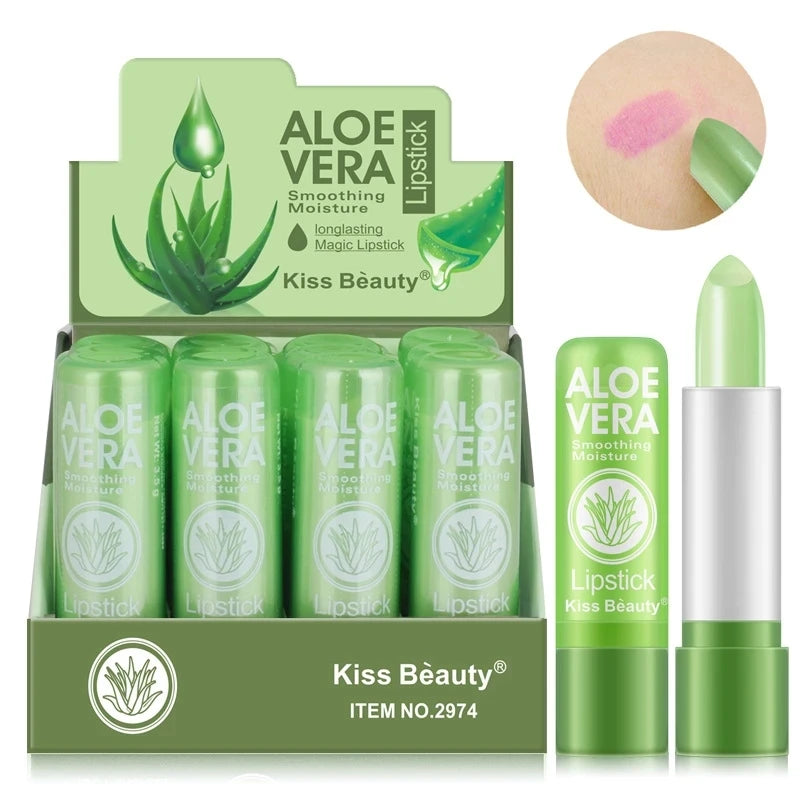 12Pc/Set 3.5G Color Changing Tinted Lip Balm Lipstick Aloe Vera Lipstick Moisturizing Long Lasting Lipsticks Lip Balm Wholesale
