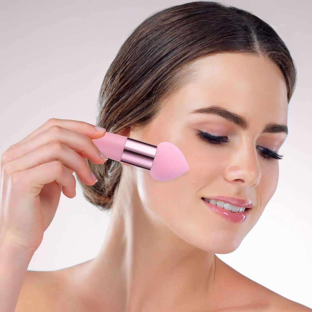 3 PCS Makeup Sponges Foundation Cosmetic Blending Wet and Dry Make up Applicator Cosmetic Concealer Face Brush Egg Brushes Covers Eyes Sticks Powder Puff with Handle