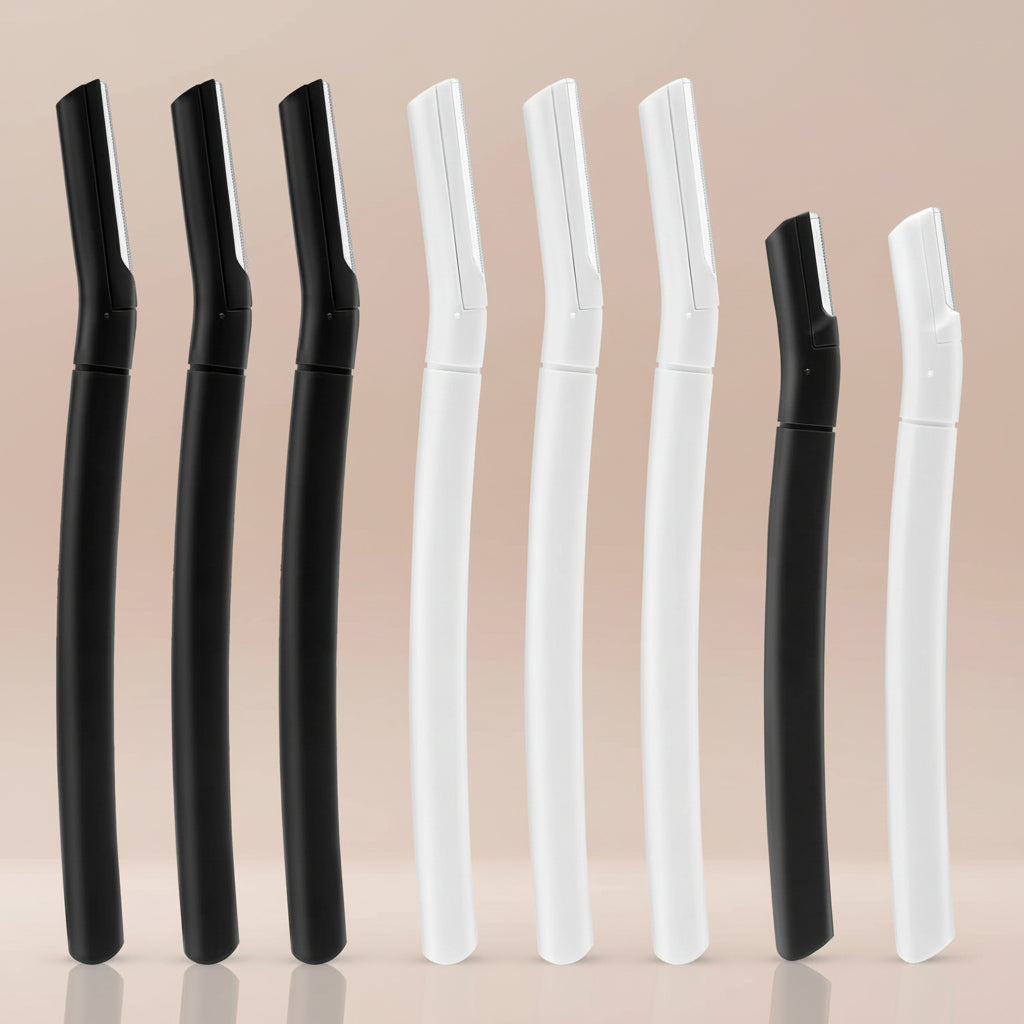 Eyebrow Razor, Dermaplane Face Razors for Women Facial Hair, Eyebrow Shaver(8 Count), Peach Fuzz Removal, Dermaplaner to Exfoliate and Refresh the Skin (White, Black)