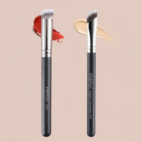 2-Piece Concealer Brush Set Slanted & Triangular Makeup Brushes for Concealing, Blending, and Contouring