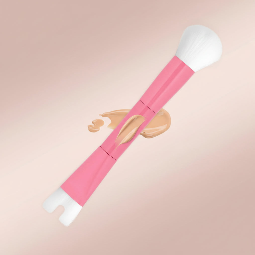 Nose Contour Brush, U Shaped Makeup Brush Dual End Nose Contour Brush Pro Contour Duo Brush for Sculpting and Defining Nose Cheek Bones Contour (Pink)