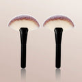Black Makeup Brushes with Wood Handle - Large Fan Brush and Powder Foundation Brush for Cosmetics, Ideal for Liquid and Powder Applications