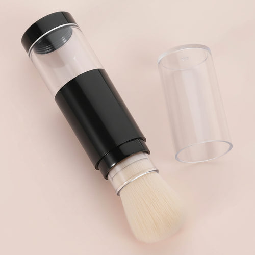 Refillable Powder Brush with Pressure Dispensing Bottle Soft Face Makeup Brush for Loose Powder Foundation Highlight Travel Cosmetic Tool