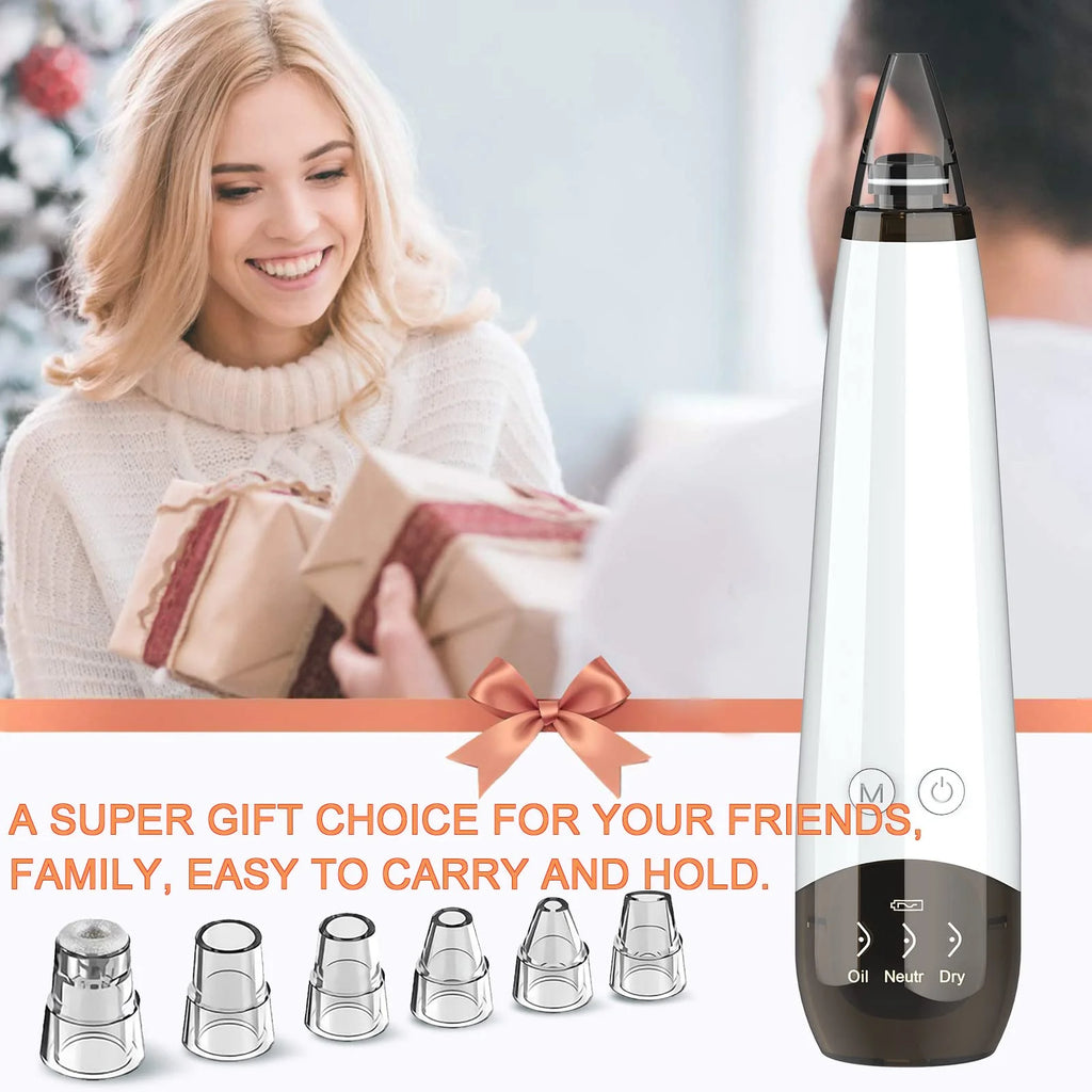 Blackhead Remover Pore Vacuum Cleaner - Electric USB Extractor with 5 Probes - White