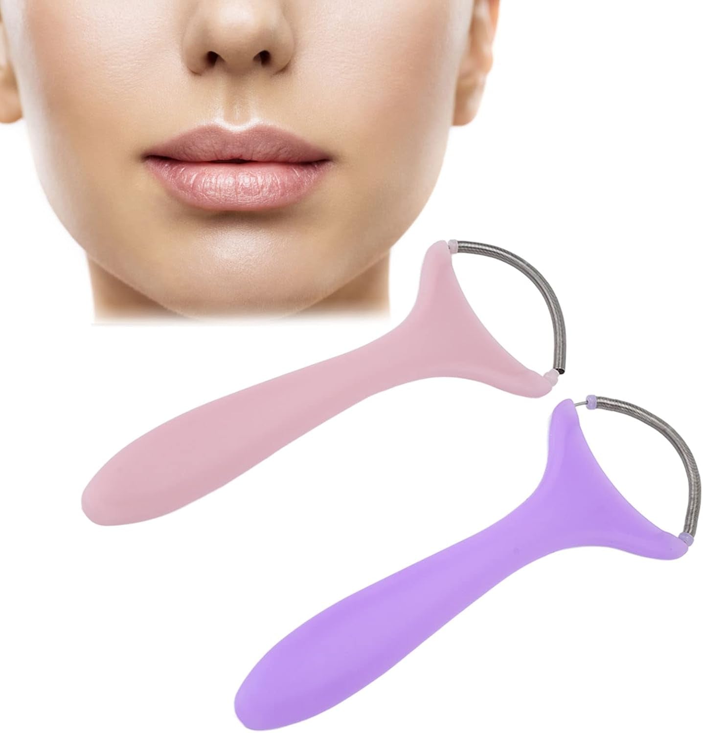 2Pcs Spring Facial Hair Remover, Women Portable Threading Face Epilator for Upper Lip Chin Cheeks Neck Mustache and Upper Lip Hair