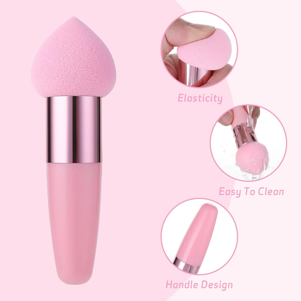 3 PCS Makeup Sponges Foundation Cosmetic Blending Wet and Dry Make up Applicator Cosmetic Concealer Face Brush Egg Brushes Covers Eyes Sticks Powder Puff with Handle