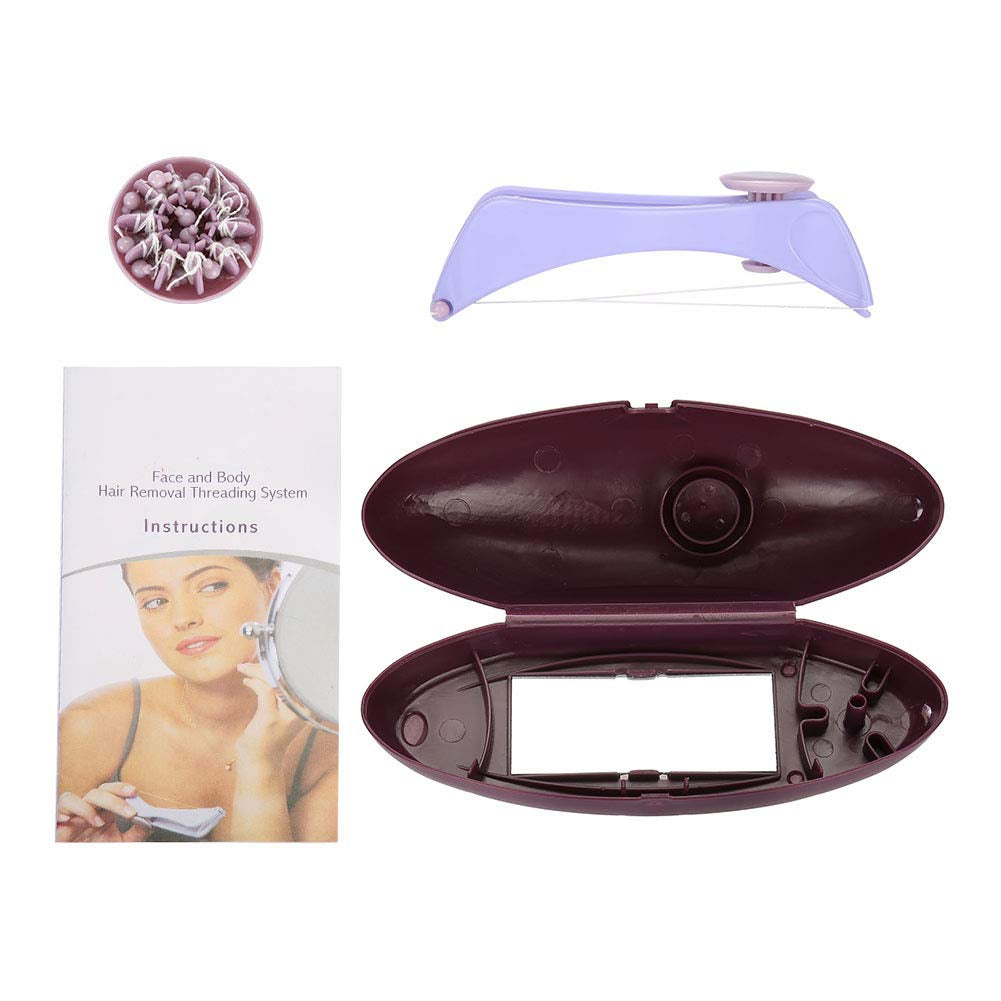 Facial Hair Removal for Women, Facial Neck Hair Removel Cotton Threading Epilator Hair Removing Tool with 10 Cotton Lines (Glasses Case)