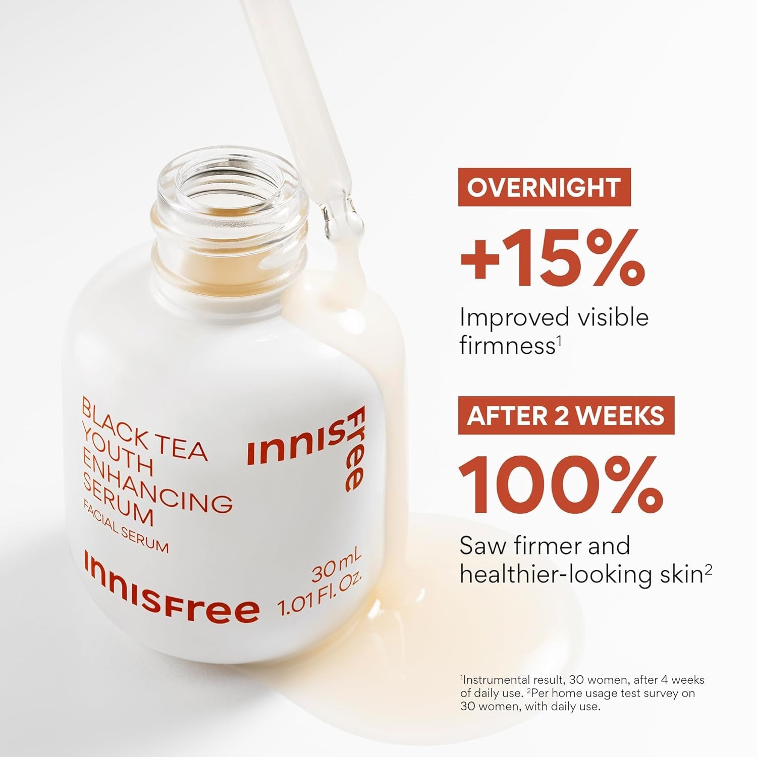 Innisfree Black Tea Youth Serum, Korean Anti-Aging Treatment with Niacinamide for Radiance, Firm Skin, Hydration, and Visible Skin Renewal