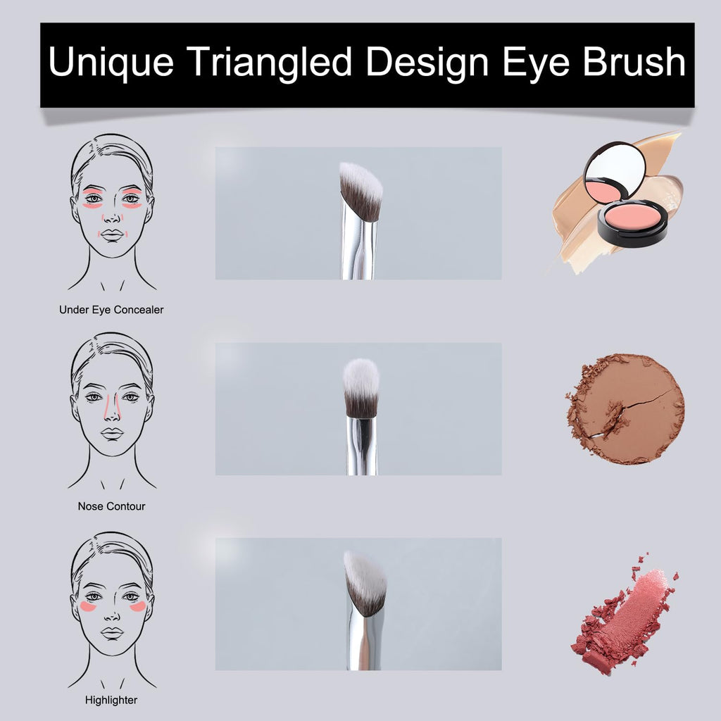 2-Piece Concealer Brush Set Slanted & Triangular Makeup Brushes for Concealing, Blending, and Contouring
