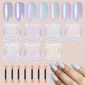 7 Color Symphony Mermaid Pearl Neon Ice Aurora Dust - White High Glossy Metallic Mirror Effect Nail Powder