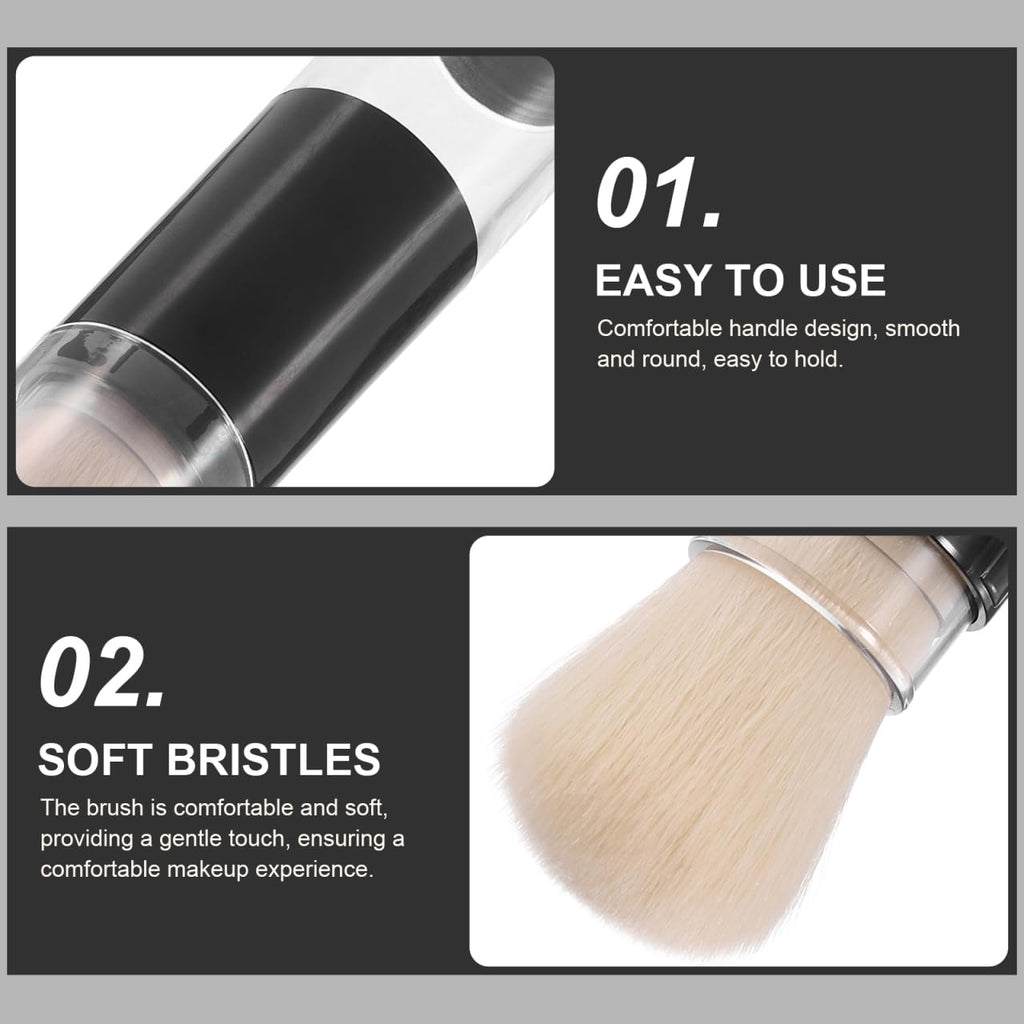 Refillable Powder Brush with Pressure Dispensing Bottle Soft Face Makeup Brush for Loose Powder Foundation Highlight Travel Cosmetic Tool