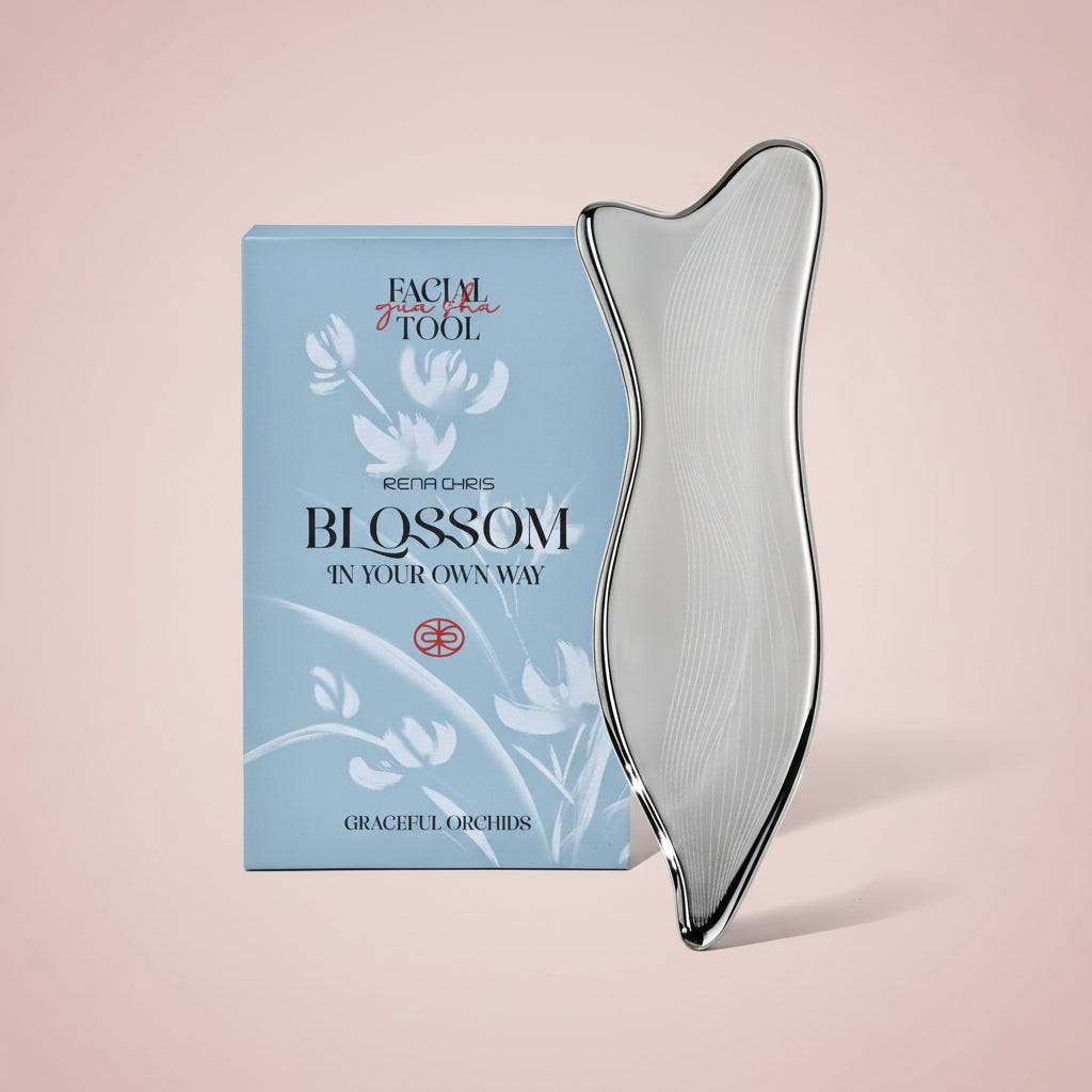 Stainless Steel Gua Sha Facial Tools - Acupressure & Gua Sha for Face Massage, Jawline Sculpting, Puffiness Reduction, Skin Care Tool (Silver)