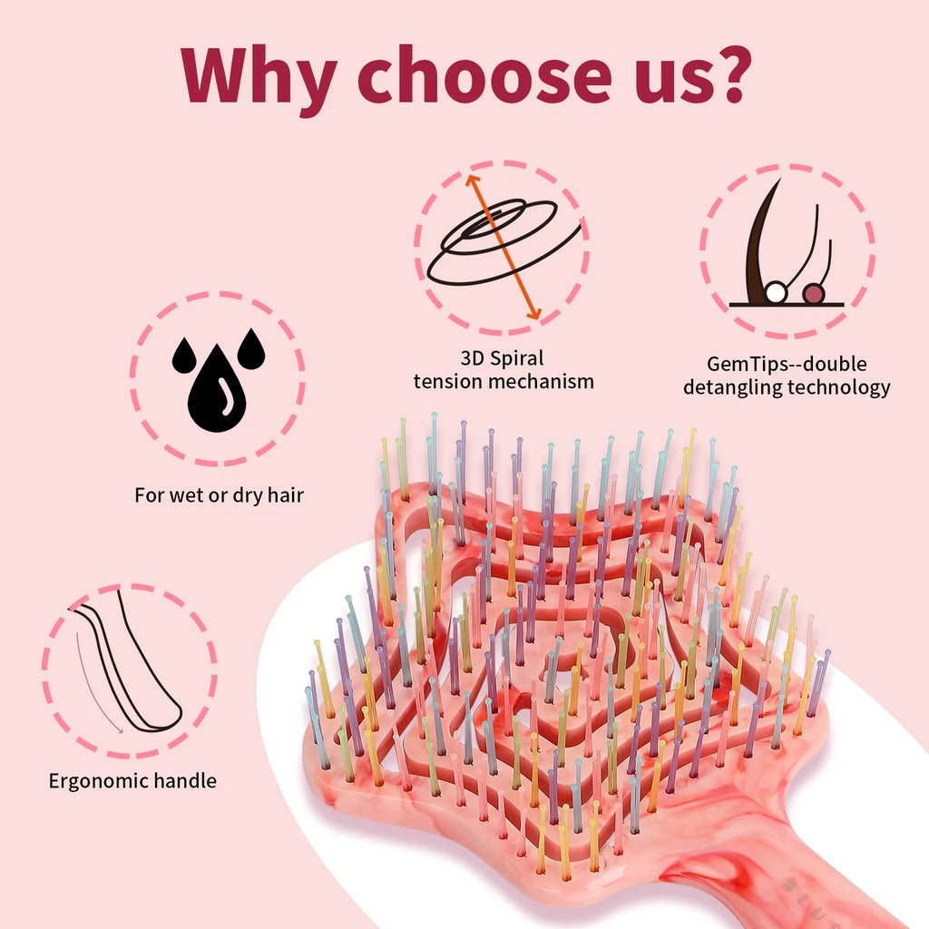 Blushmarks Detangling Wet Hair Brush, Double Bristles Vented Brush for All Hair Types, Idea Gift