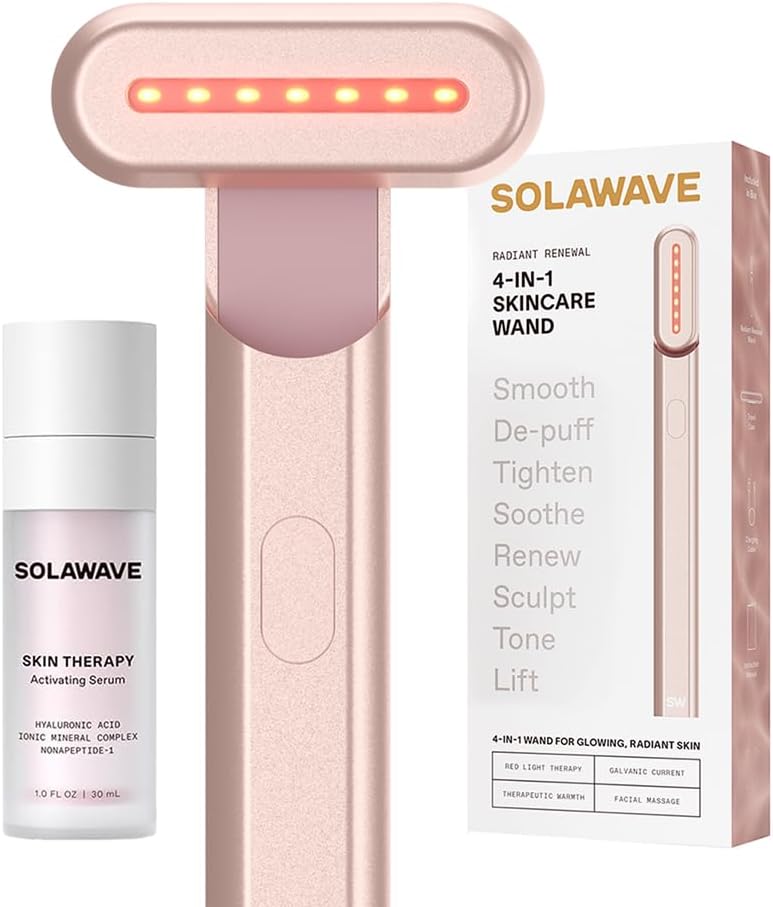 Transform Your Skincare Routine with the 4-In-1 Red Light Therapy Wand and Activating Serum – Achieve Youthful Radiance for Face & Neck!