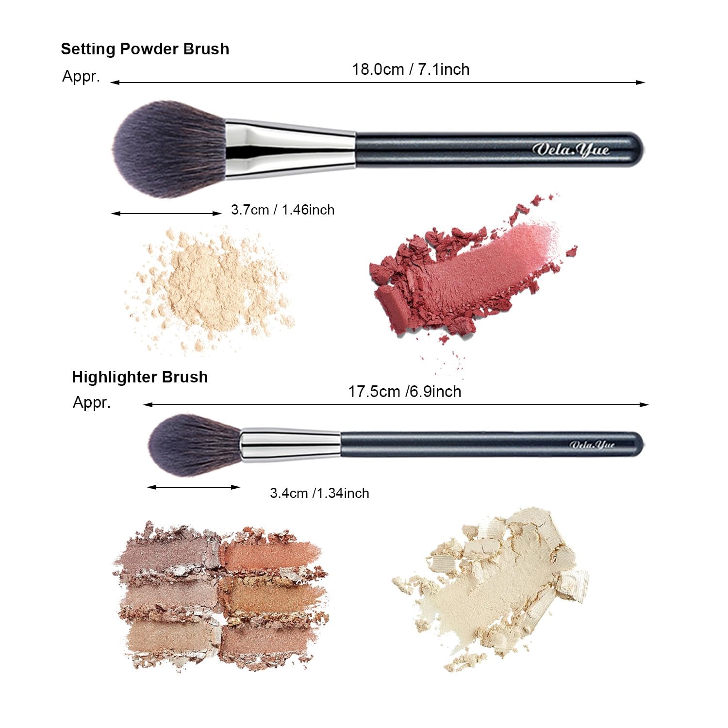 Powder Brushes 2Pcs Precision Makeup Brushes Set for Face Powder Blusher Highlighters Luminizers Cosmetics Beauty Tools Kit