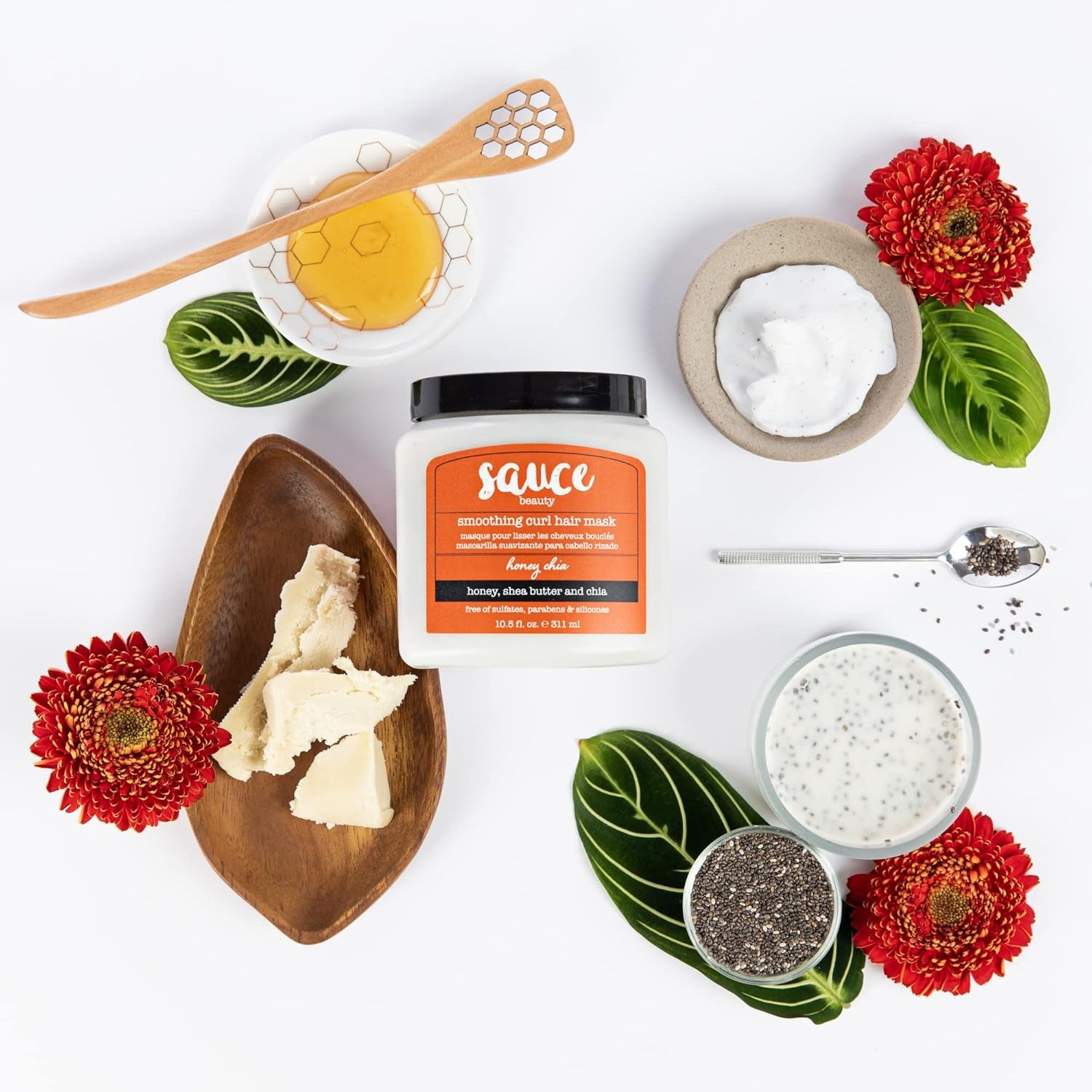 Honey Chia Smoothing Curl Mask & Crème Brulee Curling Custard - Curly Hair Mask & Curl-Defining Cream - Hydrating & Taming Products for Naturally Curly Hair