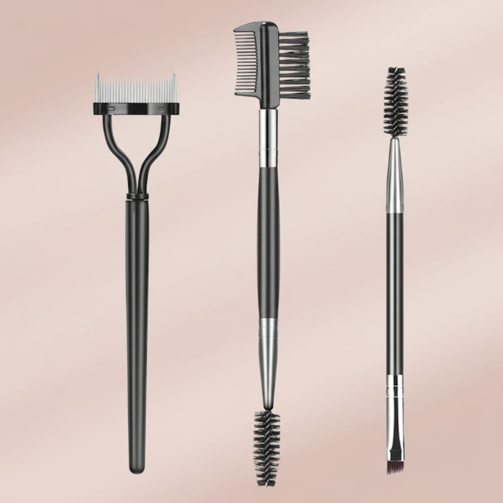 3 Pieces Set Eyebrow Brush Eyelash Separator Brow Comb & Lash Spoolie Professional Eye Makeup Tools, Black