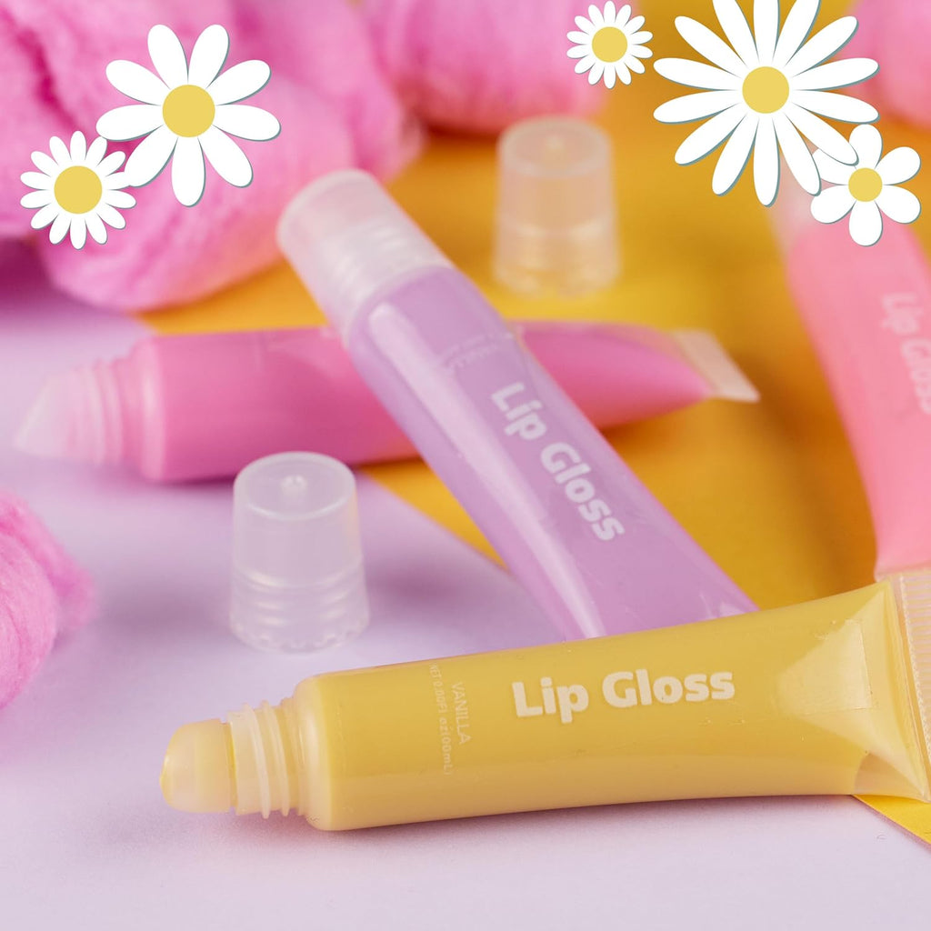 8Pc Lip Gloss Set - Flavored Squeeze Tube Lip Glosses Value Pack, Daisy Lip Gloss in Assorted Fruity Flavors