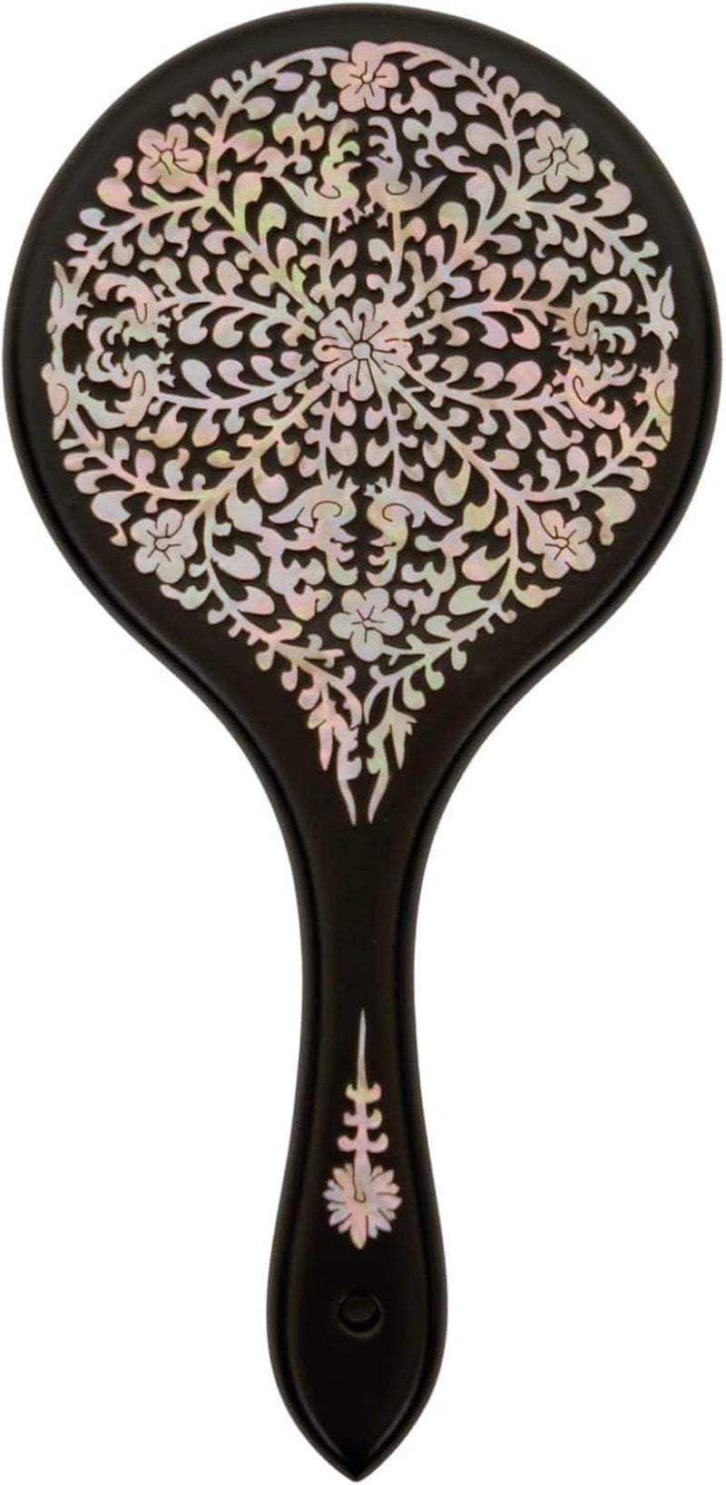 Mother-Of-Pearl Hand Mirror – Korean Black Lacquer Mirror with Floral Inlay – Gift for Women, Mom, Wife, Daughter – Birthday, Mother’S Day, Christmas, Anniversary