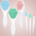 3 Pieces Silicone Face Scrubber, Exfoliating Brush, Handheld Silicone Facial Cleansing Brush with 3 Pcs Double Sided Lip Scrub Tools for Face Skincare(Fresh)