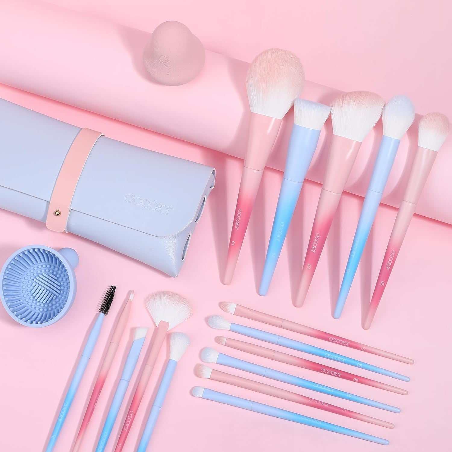 Makeup Brushes 16Pcs Fantasy Makeup Brushes Set with Makeup Bag and Makeup Sponge and Brush Cleaning Pad and Foldable Eyelash Comb Separator Tool