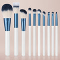 Makeup Brushes Set with Case 10Pcs White Makeup Brush Kit Foundation Eyeshadow Powder Blending Kabuki Eyebrow Eyelash Brushes Cosmetic Brush Travel Kit Gift (White+Blue)