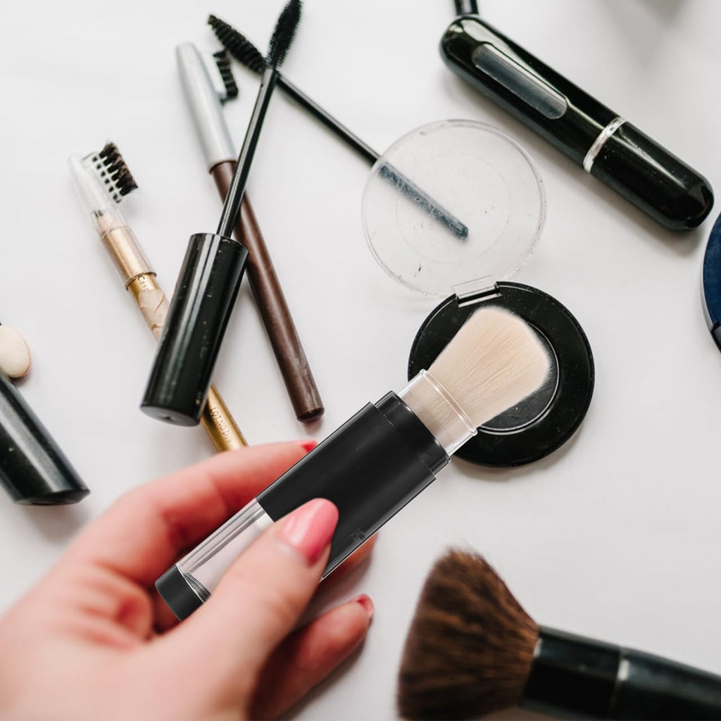 Refillable Powder Brush with Pressure Dispensing Bottle Soft Face Makeup Brush for Loose Powder Foundation Highlight Travel Cosmetic Tool