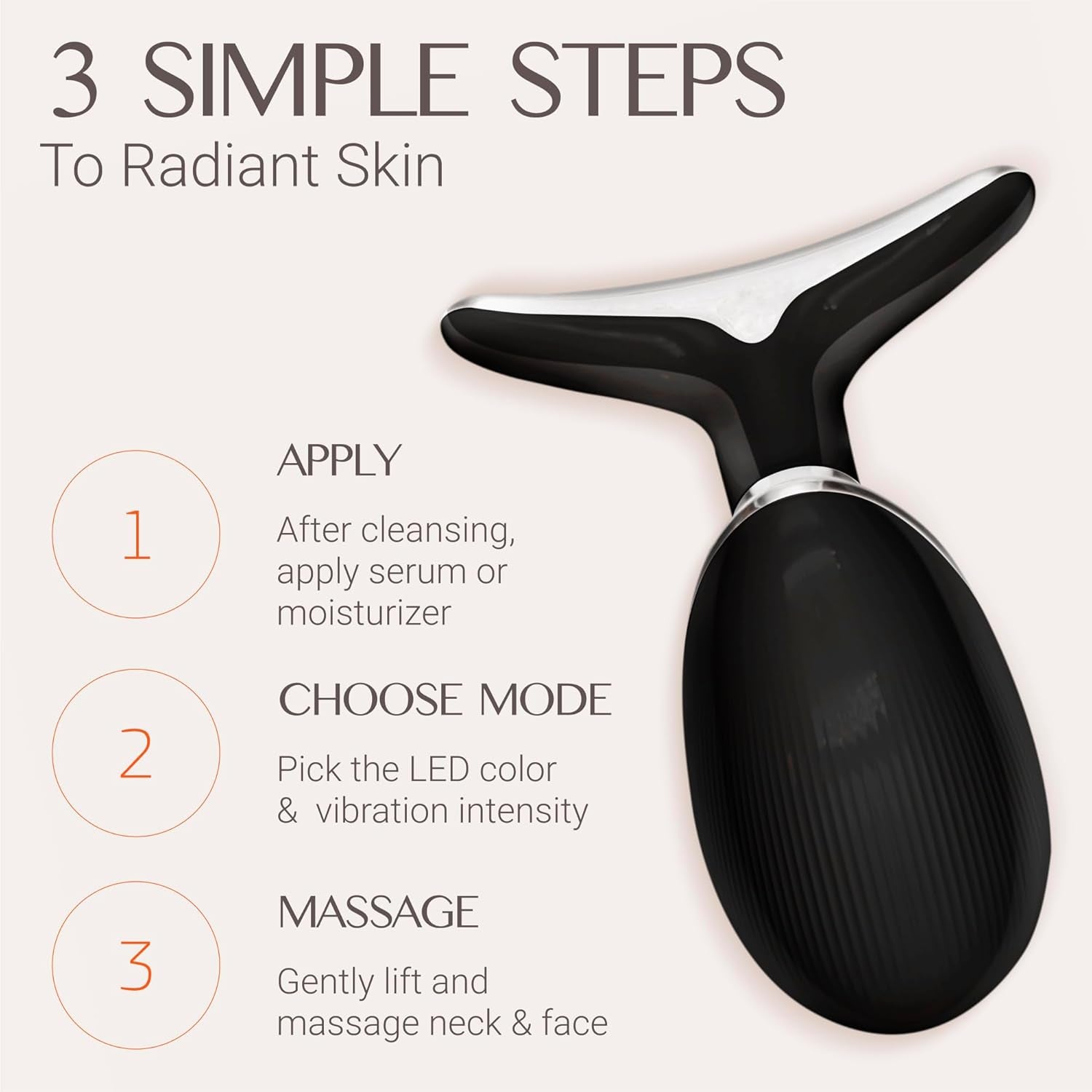 7-Color LED Face Massager with Display & Adjustable Vibration Intensity, Heating 3 in 1 Black Red Light Device, Skin Tightening Facial Massager