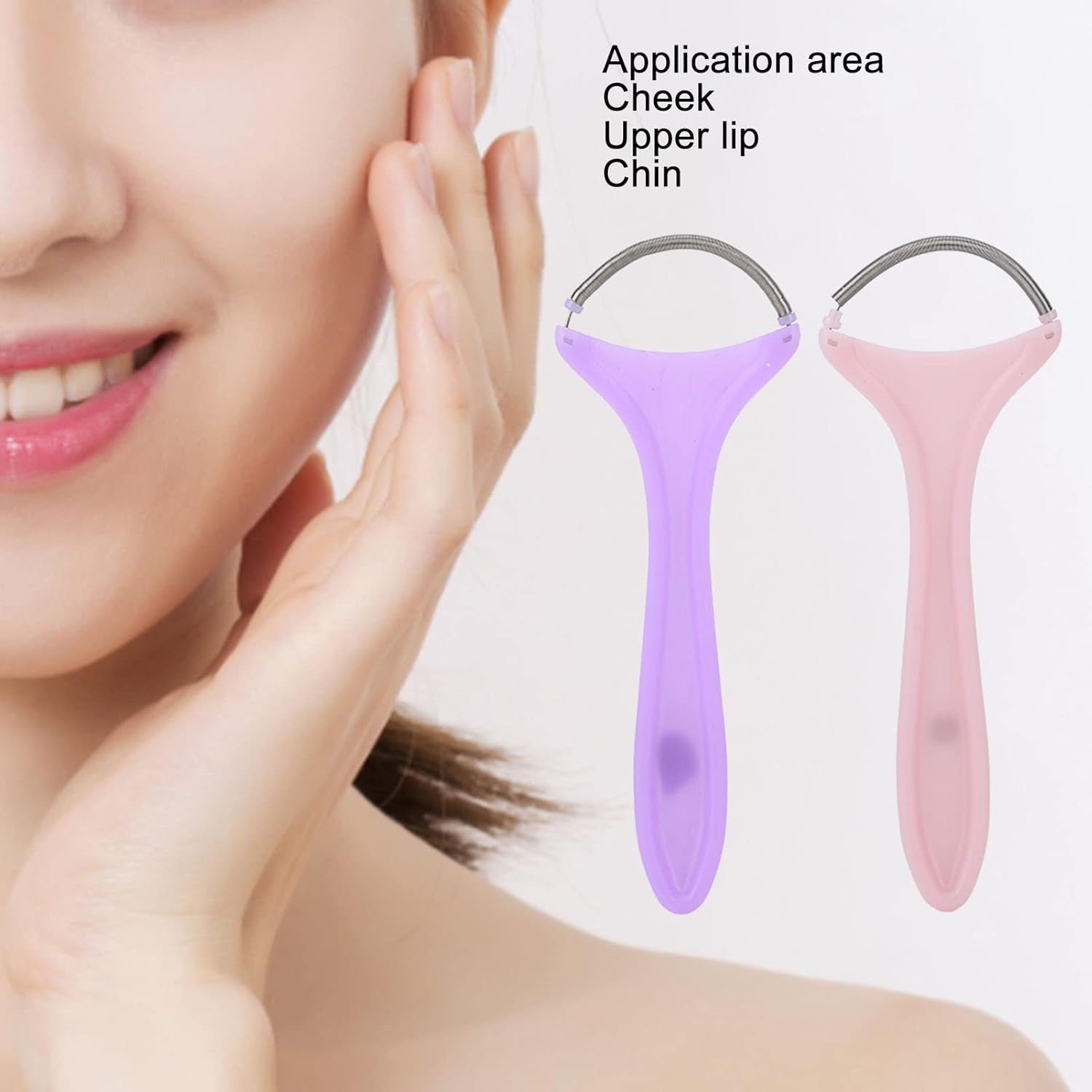 2Pcs Spring Facial Hair Remover, Women Portable Threading Face Epilator for Upper Lip Chin Cheeks Neck Mustache and Upper Lip Hair
