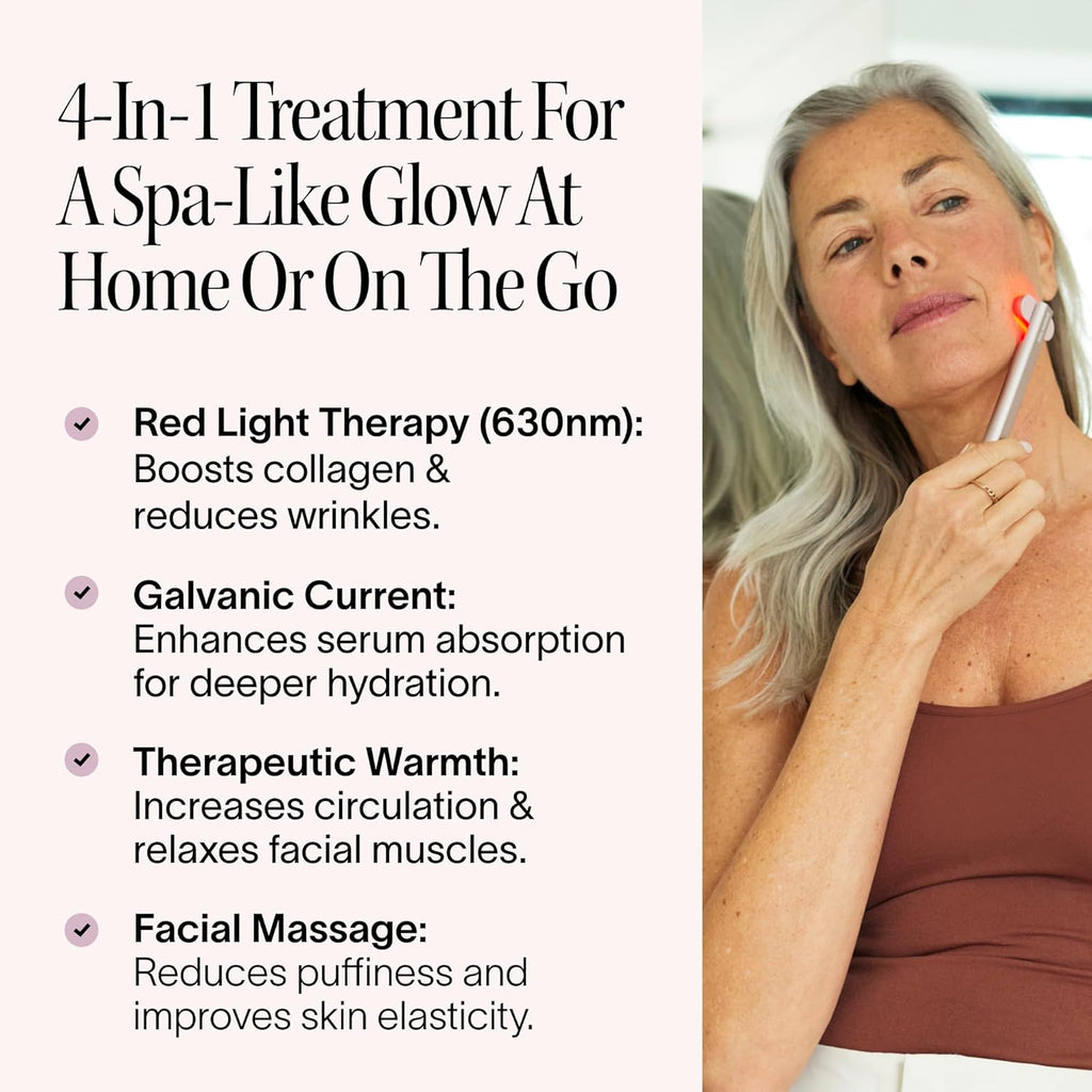 Transform Your Skincare Routine with the 4-In-1 Red Light Therapy Wand and Activating Serum – Achieve Youthful Radiance for Face & Neck!