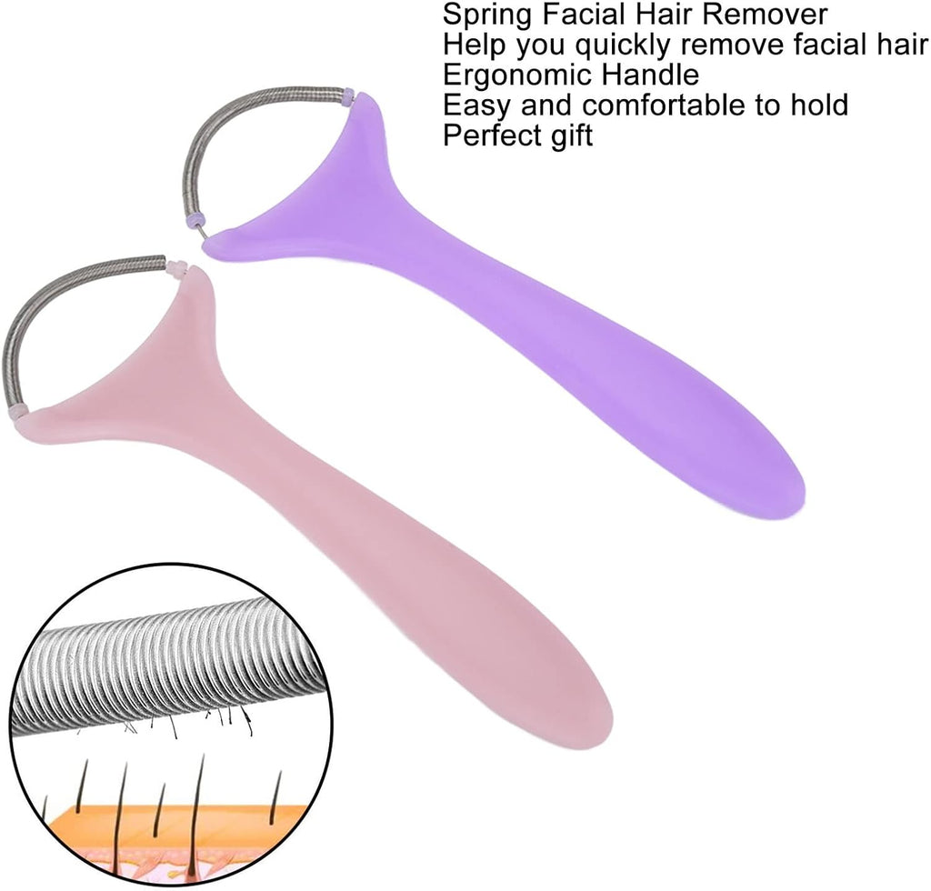 2Pcs Spring Facial Hair Remover, Women Portable Threading Face Epilator for Upper Lip Chin Cheeks Neck Mustache and Upper Lip Hair