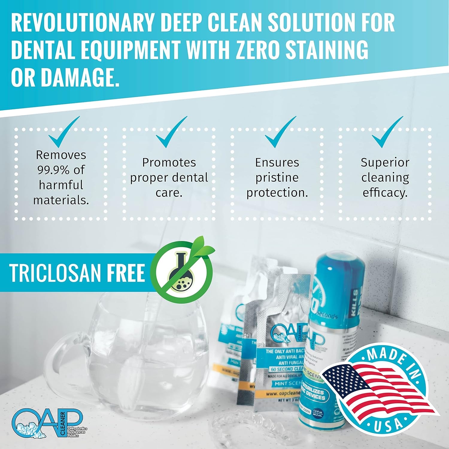 Orthodontic Cleaner by  Cleaner | Retainer Cleaner, Denture Cleaner, and Mouth Guard Cleaner | 60 Second Foam Cleanser | Paraben, Sulfate and Triclosan Free | 44.3 Ml, 3 Bottles