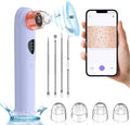 Blackhead Remover Vacuum,Blackhead Remover Tool with HD Camera & USB Charging - Pimple Extractor Vacuum,3 Stops & 4 Suction Heads Pore Extractor (Purple)