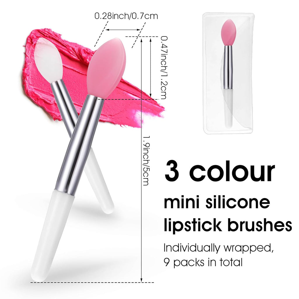9PCS Reusable Lip Balm Applicator - Silicone Lipstick & Eyeshadow Brushes - Cream Lip Mask Beauty Tool Kit
