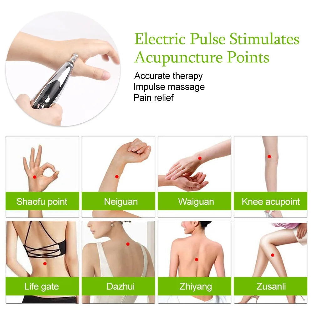 Electronic Acupuncture Pen Rechargeable Point Massager Therapy Heal Massage Pen Pain Relief Meridian Energy Pen