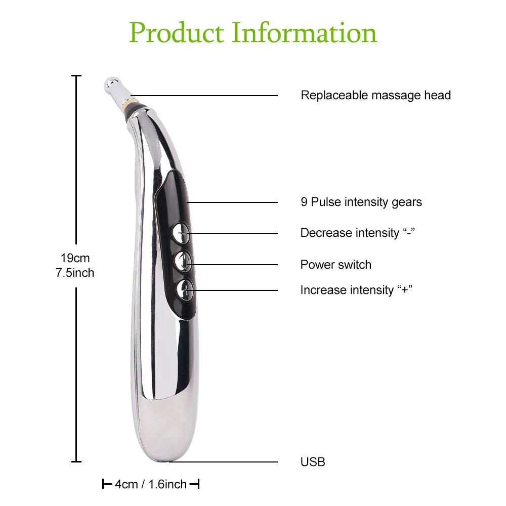 Electronic Acupuncture Pen Rechargeable Point Massager Therapy Heal Massage Pen Pain Relief Meridian Energy Pen