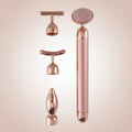 4 in 1 Vibrating Rose Quartz Roller Face Roller Eye Massager Jade Roller T/V Shaped Face Lifting Slimming Beauty Care Massager