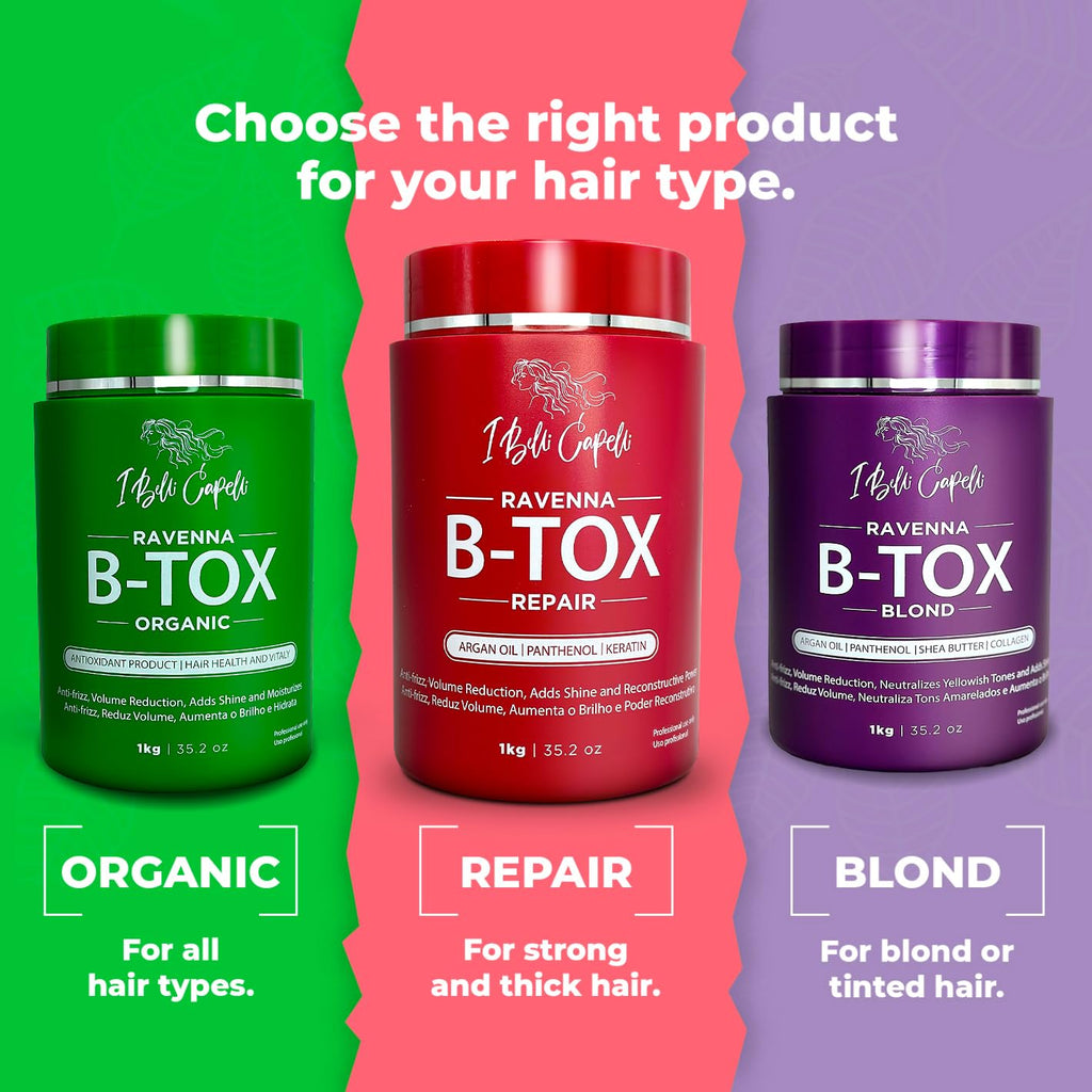 Ravenna Repair B-Tox Hair Treatment -Cirugia Capilar Para El Cabello, Formaldehyde-Free, Long Lasting, Anti-Frizz, Smoothing, 35.2 Oz (1Kg)
