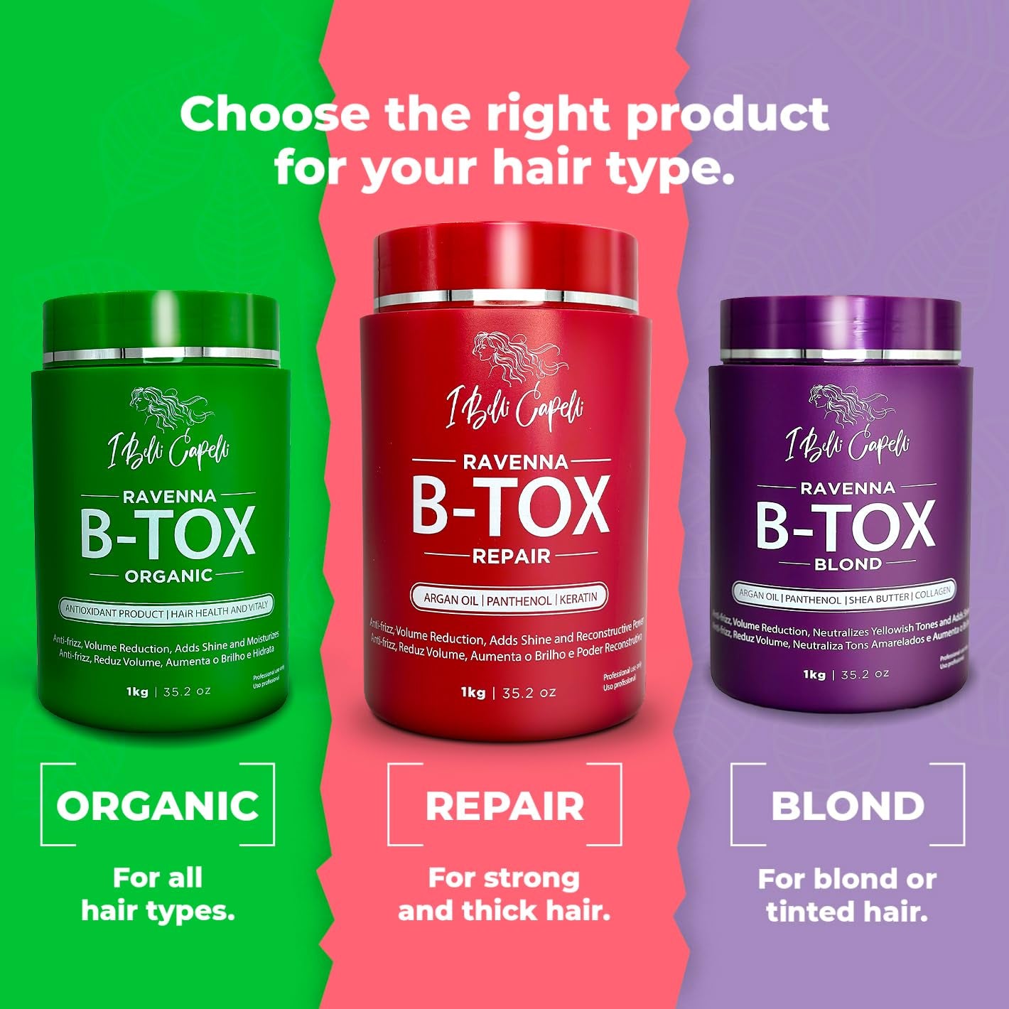 Ravenna Repair B-Tox Hair Treatment -Cirugia Capilar Para El Cabello, Formaldehyde-Free, Long Lasting, Anti-Frizz, Smoothing, 35.2 Oz (1Kg)