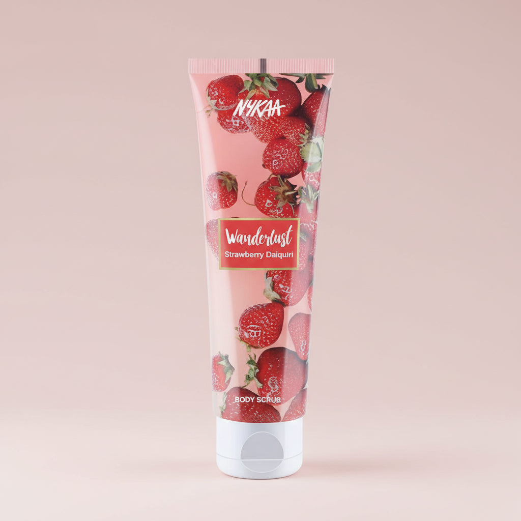 Wanderlust Body Scrub - Nourishes Dull Skin - Buff Dead Skin for Smooth Results - Aloe Vera Infused - Strawberry Daiquiri - 4.93 Oz