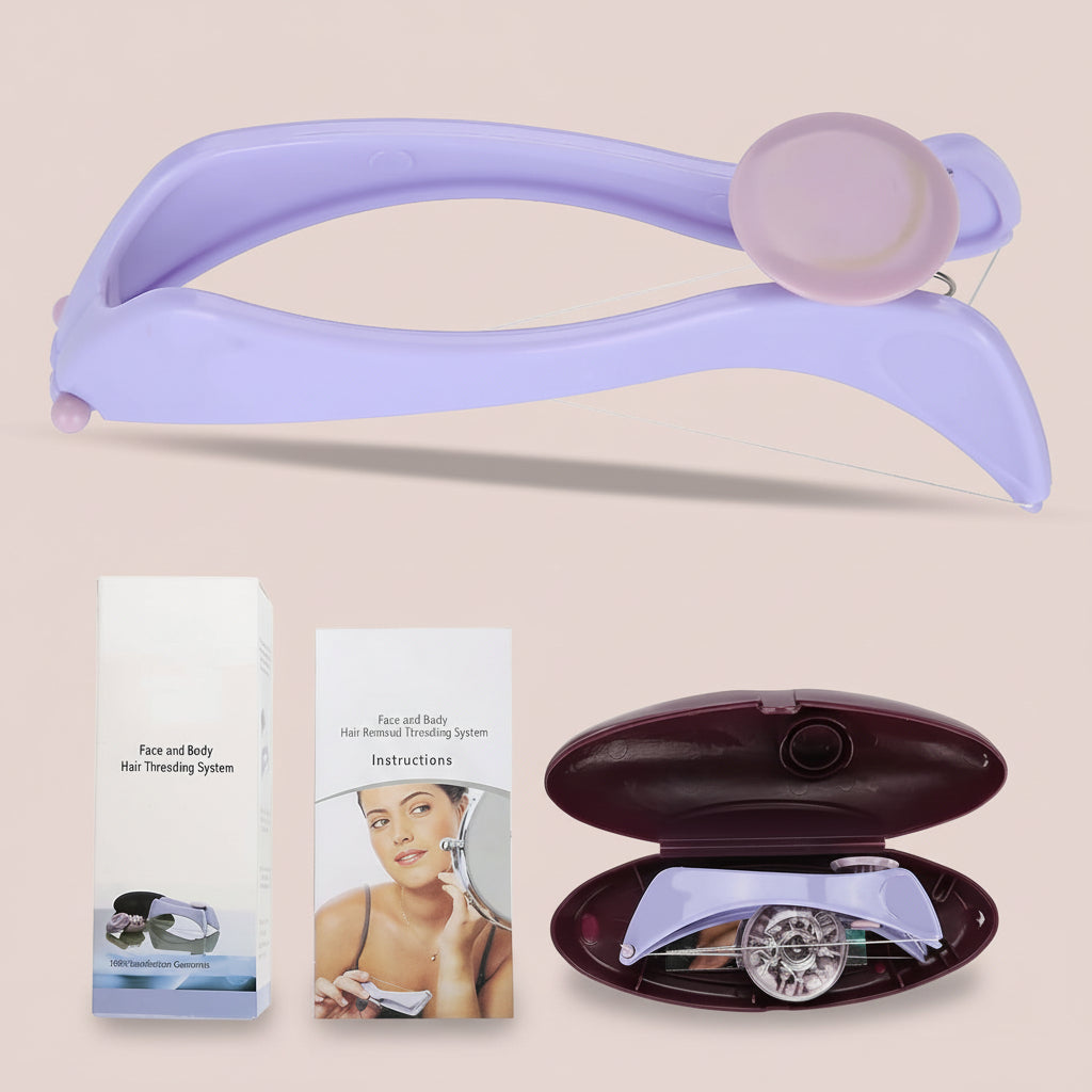 Facial Hair Removal for Women, Facial Neck Hair Removel Cotton Threading Epilator Hair Removing Tool with 10 Cotton Lines (Glasses Case)