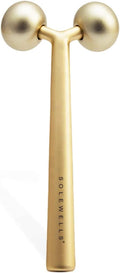 Facial Cooling Metal Gold Roller Massager, Contours Jawline, Promotes Lymphatic Drainage & Puffiness Reducer. Brighter, Smoother, Tighter Neck & Face Gym Exercise Anti-Aging, Not Jade.