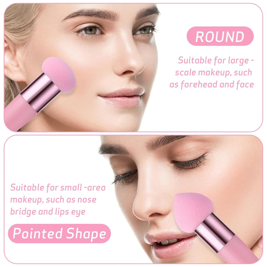 3 PCS Makeup Sponges Foundation Cosmetic Blending Wet and Dry Make up Applicator Cosmetic Concealer Face Brush Egg Brushes Covers Eyes Sticks Powder Puff with Handle
