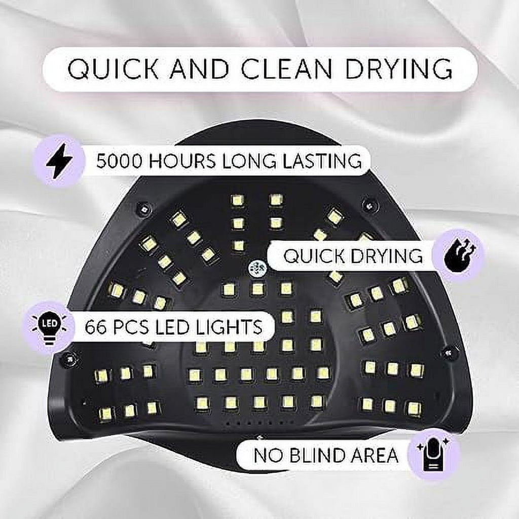 Nail Dryer UV Light, 280W Quick Dry 66 LED Nail Lamp for Gel Nails - 4 Timer Settings