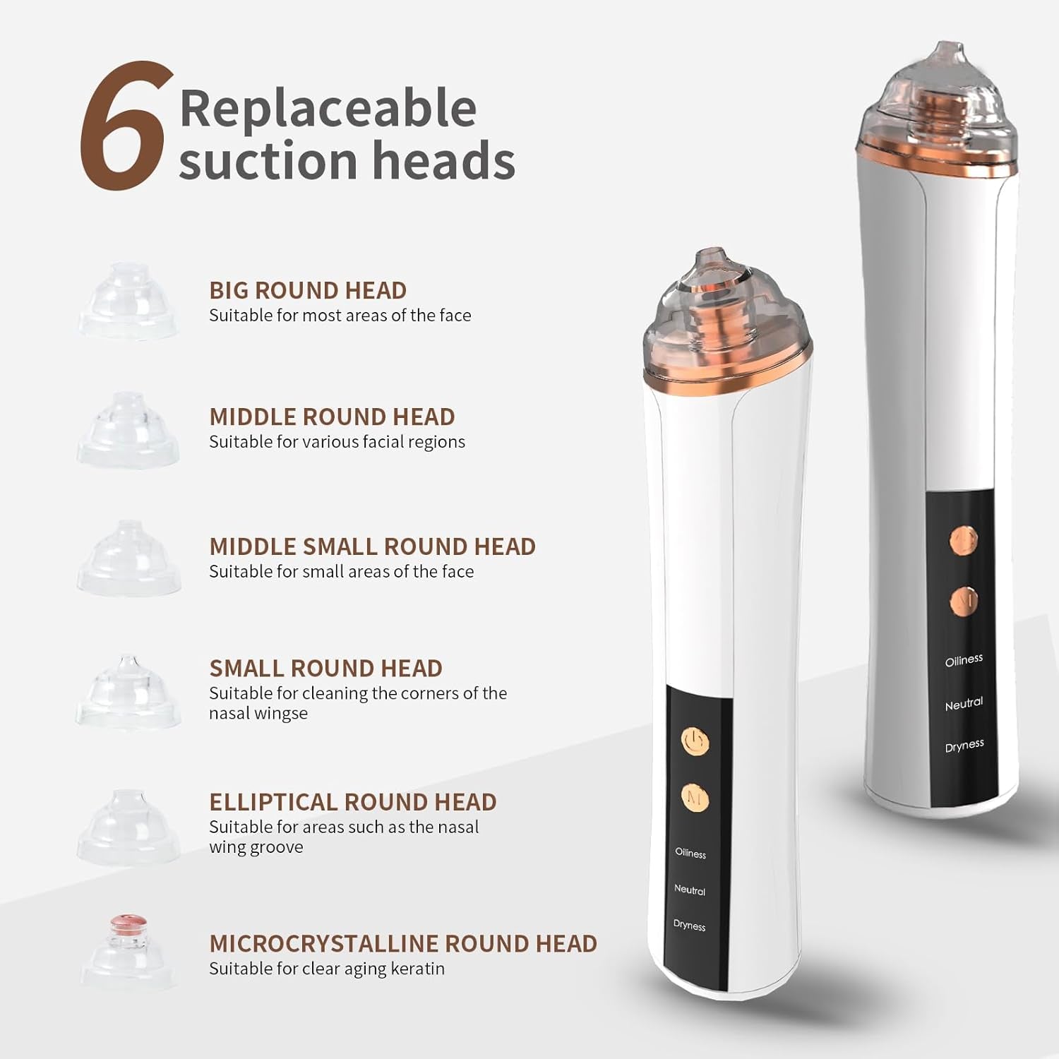 Blackhead Remover Pore Vacuum,Facial Pore Cleaner-6 Suction Power,3 Adjustable Suction Levels,Usb Rechargeable Blackhead Vacuum Kit Electric Acne Extractor Tool for Women & Men (White)