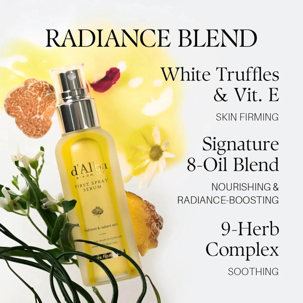 Piedmont Italian White Truffle First Spray Serum, Hydrating Vegan Face Mist & Moisturizer, Glow Serum for Radiant Skin, Non-Comedogenic, 2.02 Fl Oz