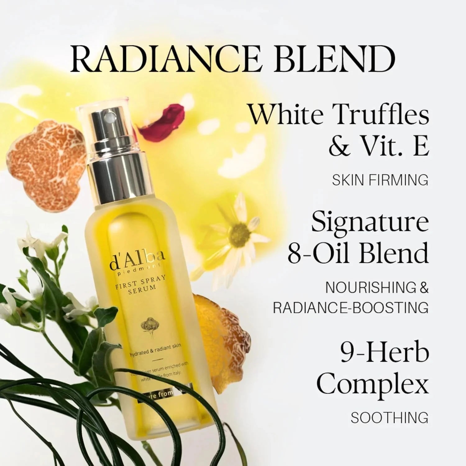 Piedmont Italian White Truffle First Spray Serum, Hydrating Vegan Face Mist & Moisturizer, Glow Serum for Radiant Skin, Non-Comedogenic, 2.02 Fl Oz