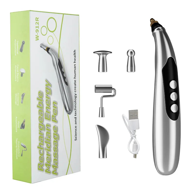 Electronic Acupuncture Pen Rechargeable Point Massager Therapy Heal Massage Pen Pain Relief Meridian Energy Pen