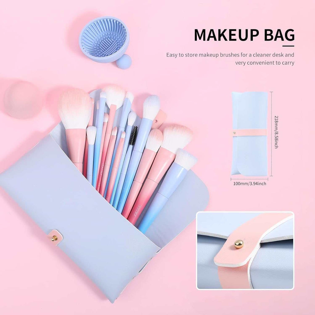 Makeup Brushes 16Pcs Fantasy Makeup Brushes Set with Makeup Bag and Makeup Sponge and Brush Cleaning Pad and Foldable Eyelash Comb Separator Tool