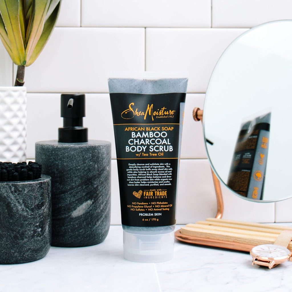 Sheamoisture African Black Soap Bamboo Charcoal Body Scrub Exfoliate, 6 Ounce